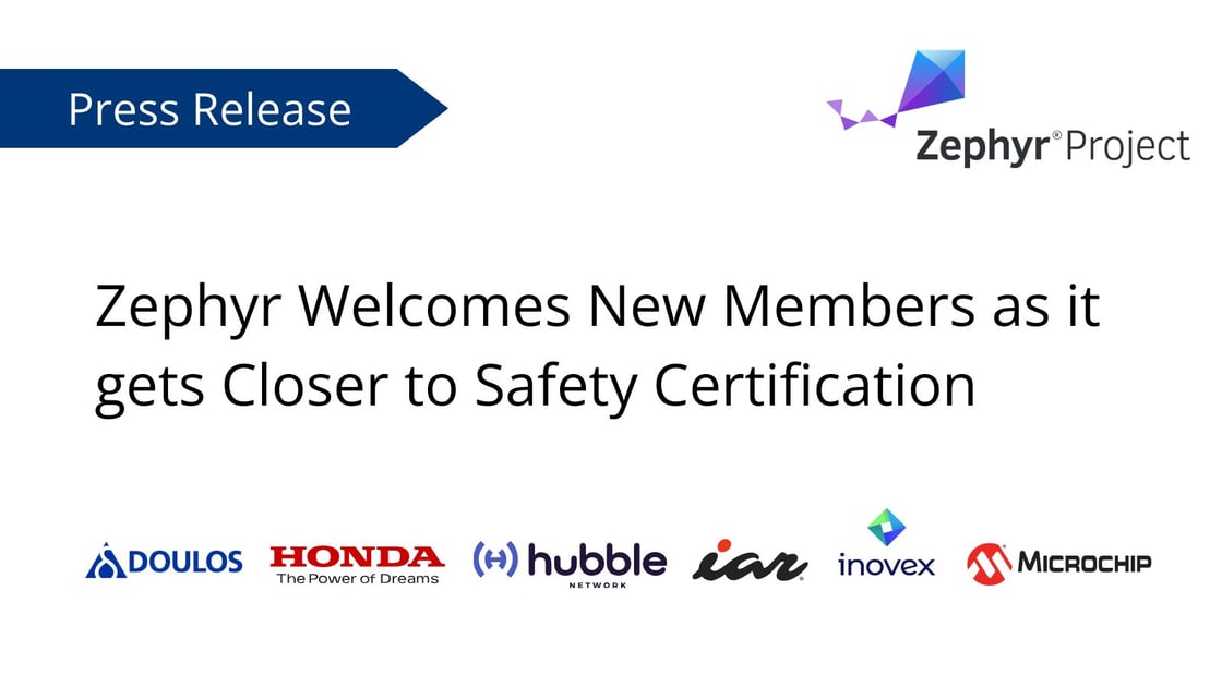 Doulos, Honda, Hubble Network, IAR, inovex and Microchip Technology join the Zephyr Project